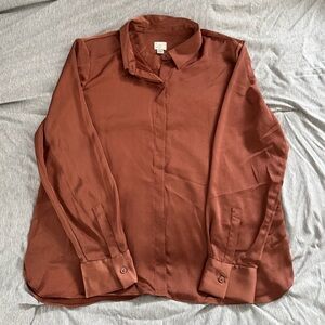 A New Day Satin Long-Sleeve Button Shirt